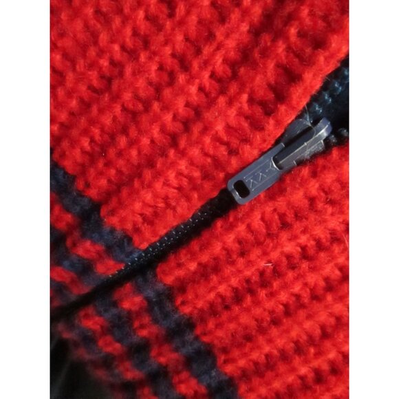 Medium Vintage Women's Knit Vest Jacket 1990's The Italian Mob Red/Blue Thick M - Picture 9 of 9